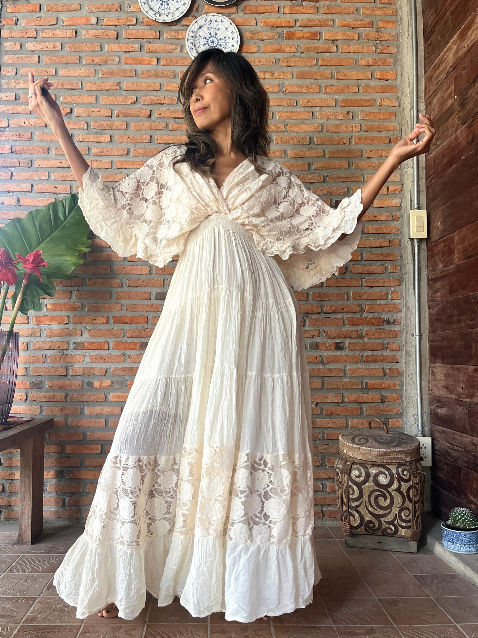 Lace-Trim Maxi Dress